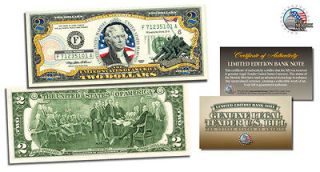 MARINES WORLD WAR ll* colorized authentic USA 2 dollar gift bill