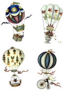Hot Air Balloon Steampunk Select A Size Waterslide Ceramic Decals