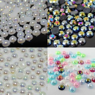 6mm 1000~5000pcs 4 Colors AB Half Pearl Beads Flatback Pearls
