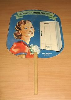 Roebuck & Co Advertising Cardboard Hand Fan Coldspot Refrigerator