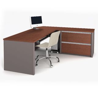 Connexion Modern L Shaped Computer Desk with Oversized Pedestal Free