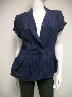 NANETTE LEPORE Blue Black Tweed Colette Jacket Style # 200 2560 Size