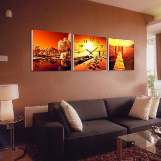 3pcs Wall Clock Pictures for Home Office Decor Ornaments Paintings