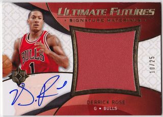 2008 09 Ultimate Collection DERRICK ROSE Auto Jersey RC Rookie #d 25