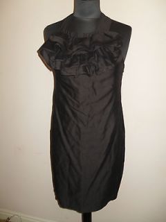 pencil black silk ruffle bust evening clubbing Dress UK10EU36 US6