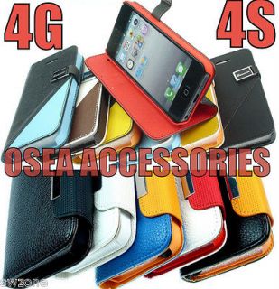 iPhone 4 4S Leather Case Book Pouch Flip Wallet Cover Phone Back Cases