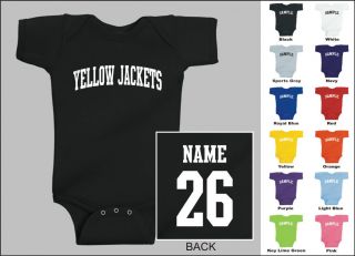 Yellow Jackets Baby One Piece, Creeper, Romper Personalized Custom