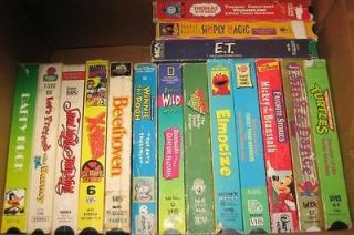 VHS Lot of 22 Kids Movie Video Tapes Disney, Barney, Elmo, Land