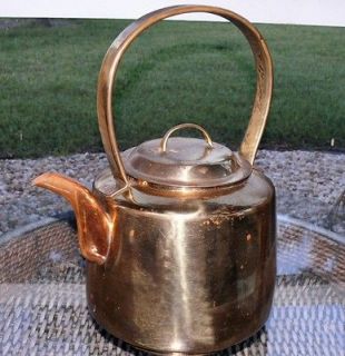 Vintage HUGE TEA POT KETTLE Solid Brass & Copper Handmade Cool