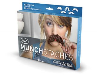 MUNCHSTACHES   MUSTACHE COOKIE CUTTER & STAMPER   SET OF 5   FRED AND