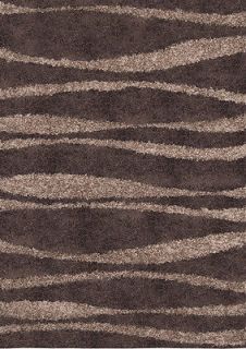 Modern Shag Brown 7x10 Area Rug Waves Shaggy Carpet   Actual 6 6 x 9