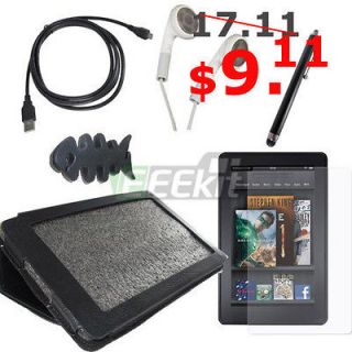Clearance Sale PU Leather Cover Case+USB Cable+Stylus for Kindle Fire