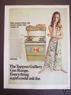 1968 TAPPAN Gas Range Kitchen STOVE Retro Decor Ad