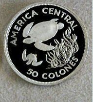 1974 SILVER COSTA RICA 50 & 100 COLONES SEA TURTLES & MANATEE 2 PROOF