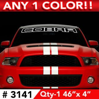 COBRA OUTLINE WINDSHIELD DECAL STICKER 46w x 4h Any 1 Color #3141