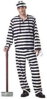 Mens Halloween Costume Convict Prisoner Inmate Uniform
