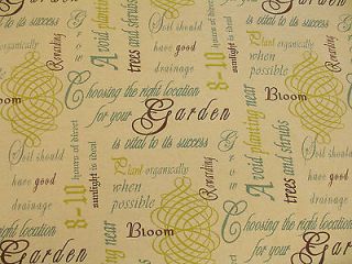 Garden Script wrighting Numbers Print Upholstery Fabric