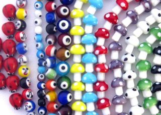 Lampwork Glass Beads   Funny Face, Ladybug, Mushroom, Evil Eye, & More