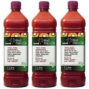 Red Palm Oil (3) 1 Liter Bottle 100% Pure Unrefined Oil
