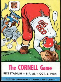 1954 Rice Owls v Cornell Football Program Chase Cover Ex Condition
