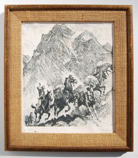 Up the Trail Talio Chrome Print Etching, Framed, Western Cowboy