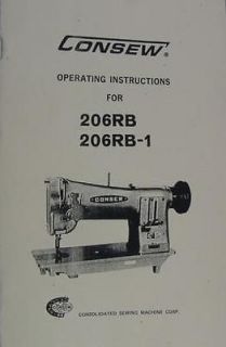 Consew 206RB & 206RB 1 Sewing Machine Operator Instructions Manual