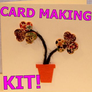 Plant Pot with Floral Button Flowers CARD MAKING KIT  MOTHERS DAY