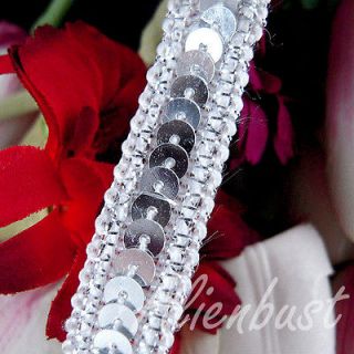 WHOLESALE Craft Supply 7 YARDS/ 7M Silver Nylon Sequins Beaded Lace