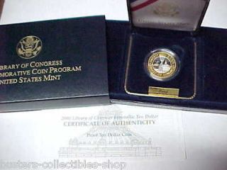 Gem Proof 2000 Library of Congress Platinum and Gold $10 with Box and