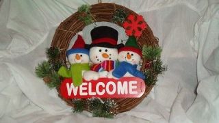 Newly listed Welcome Winter Holiday Christmas Wreath with Snowmen New
