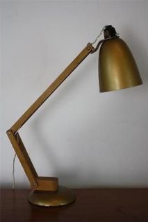 VINTAGE MACLAMP by CONRAN HABITAT RETRO DESK LAMP GOLD WOODEN ARMS