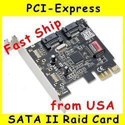 PCI Express 2 Port Internal SATA II Raid Controller Card   Windows XP