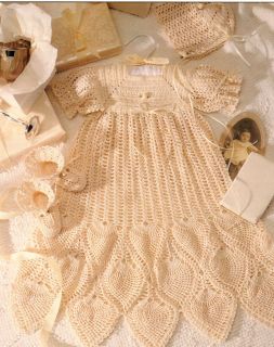 Crochet Pattern Copy ~ Beautiful Pineapple Newborn Christening Set