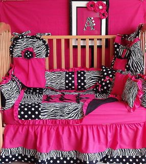 pink zebra crib bedding