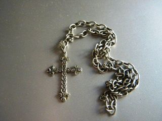 ANTIQUE GORGEOUS CROSS CRUCIFIX SILVER 950 WITH MARCASITE AND CHAIN