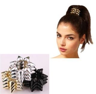 Punk Style 3 Colors Optional CCB Rivets Hair Cuff Wrap Hinged Ponytail