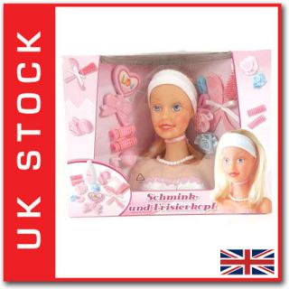 DOLLS STYLING HEAD HAIR AND MAKE UP WITH BRUSH CURLERS BOBBLES FLOWERS