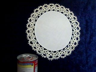 mo Doily *TATTED* White 9 Diameter Vintage Hand Crafted 1970s EVC