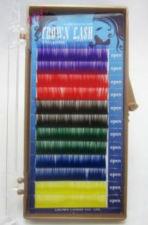 Eyelash Extension Crown Mink Rainbow Color Lash J Curl 20mm Many Size