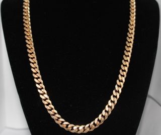 REAL 24K YELLOW GOLD CURB MENS CUSTOM CHAIN NECKLACE 7MM GP SHINY FOR