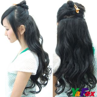 One Piece long curl/curly/wav y hair extension clip on 3 Color Cheap