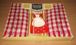 Kitchen Kuties Japan Country Style Crumb Tray Brush Towels Orig Box