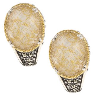 Marcasite and Gold Flake Crystal Ea   Crystal Gold Leaf earrings