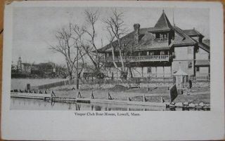 1905 Postcard Vesper Club Boat House   Lowell, Mass MA