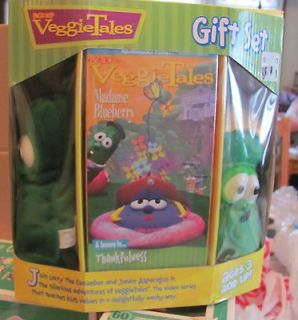 Veggie Tales Madame Blueberry Gift Set VHS Larry Junior MINT IN SEALED