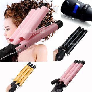 Barrel Professional LCD Hair Curling Iron Twister Waver Wand Curler