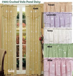 Spring Daisy Embroidery Window Curtain Panel 2PCS New