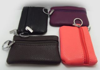 Small Mini Wallet Coin Purse Key Pouch Soft Leather 2 Zippered Section