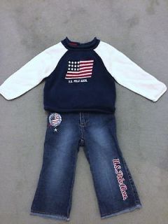 US POLO ASSOCIATION STARS AND STRIPES JEANS AND SWEATER GIRLS SIZE 24