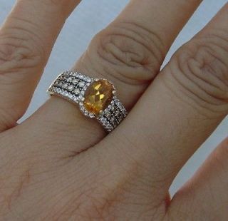 Citrine diamond Levian Le Vian Chocolate Ring 14k YG sz sz 6.5